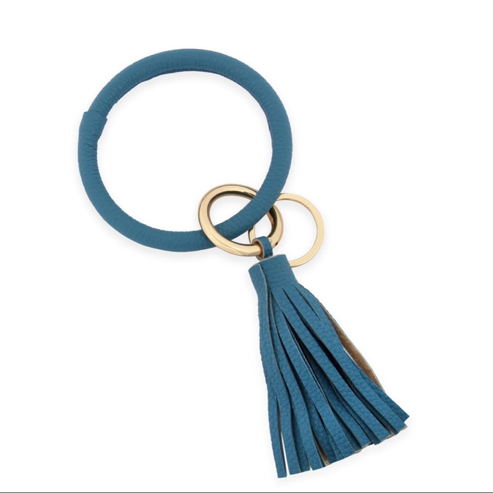Dusty Blue Tassel Key Ring
